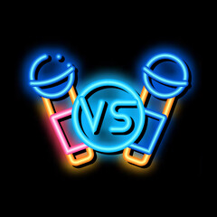Poster - Karaoke Battle neon light sign vector. Glowing bright icon Karaoke Battle sign. transparent symbol illustration