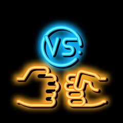 Poster - Fighting Battle neon light sign vector. Glowing bright icon Fighting Battle sign. transparent symbol illustration