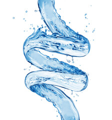 Wall Mural - Splashes of fresh water in a swirling shape, isolated on a white background