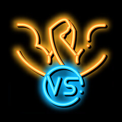 Poster - Arm Wrestling neon light sign vector. Glowing bright icon Arm Wrestling sign. transparent symbol illustration
