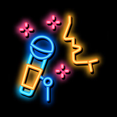 Canvas Print - Human Singing in Microphone neon light sign vector. Glowing bright icon Human Singing in Microphone Sign. transparent symbol illustration