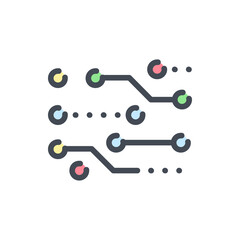 Fototapete - Neural connections color line icon. Artificial intelligence connect vector outline colorful sign.