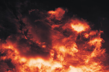 Wall Mural - the red sky background looked like smoke and fire. bomb violent.