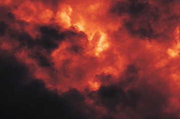Wall Mural - the red sky background looked like smoke and fire. bomb violent.