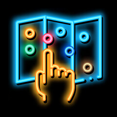Poster - Map Attractions neon light sign vector. Glowing bright icon Map Attractions Sign. transparent symbol illustration