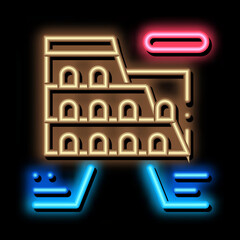 Poster - Landmark neon light sign vector. Glowing bright icon Landmark Sign. transparent symbol illustration