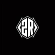 ZR Logo monogram with shield shape designs template
