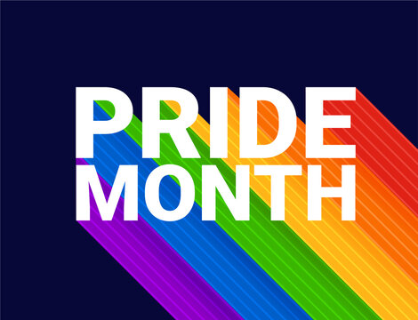 Pride month vector banner. Pride month text on rainbow background. Colourful concept with spectre effect and typographic slogan. Creative image for social media, website or print.