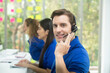 © ART STOCK CREATIVE - Handsome man smile in office,call center service,customer operator helpline service center,staff support sale with headset,call center telephone telemarketing sales agent,information service assistant