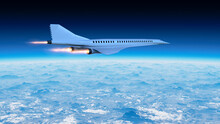 Supersonic Flight, The Plane To Travel Faster Than Ever. Unlike Other Commercial Flights, It Has Double The Speed. 3d Render