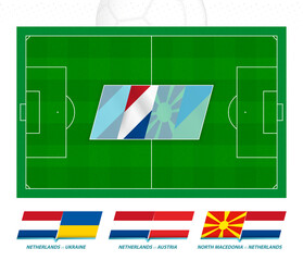 Wall Mural - All games of the Netherlands football team in European competition. Football field and games icon.