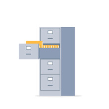 Open Office Filing Cabinet Icon. Clipart Image Isolated On White Background