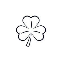 3 Leaf Clover Outline Icon. Clipart Image Isolated On White Background