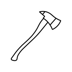 Wall Mural - firefighter axe line icon. clipart image isolated on white background