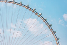 Close-up Details Of The Ferris Wheel With Metal Beam Guides And Passenger Booths. Dubai Eye On Bluewaters Island