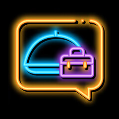 Poster - business lunch neon light sign vector. Glowing bright icon business lunch sign. transparent symbol illustration