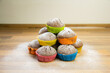 Delicious Muffins in colourful Wrapping