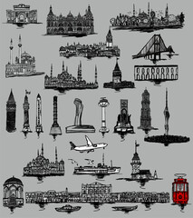 hand drawn istanbul silhouette graphic design vector art