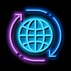 Wall Mural - world internet network neon light sign vector. Glowing bright icon world internet network sign. transparent symbol illustration