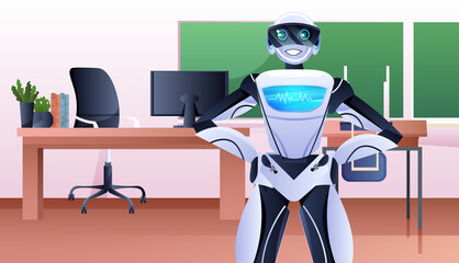 Poster - robotic businessperson standing in office artificial intelligence technology concept horizontal