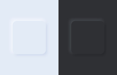 Fototapete - Square buttons for mobile app in modern neumorphic trend style. UI, UX set. Light and dark mode. Geometric buttons in neumorphism style. Graphic elements in skeuomorph design. 3d Vector illustration