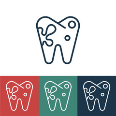 Sticker - Line icon tooth with caries