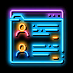 Wall Mural - personal files of people neon light sign vector. Glowing bright icon personal files of people sign. transparent symbol illustration