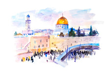 Acrylic Painting Of The Wailing Wall In Israel