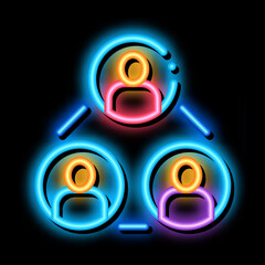 Poster - group leader neon light sign vector. Glowing bright icon group leader sign. transparent symbol illustration