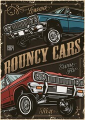 Sticker - Lowrider cars vintage colorful poster