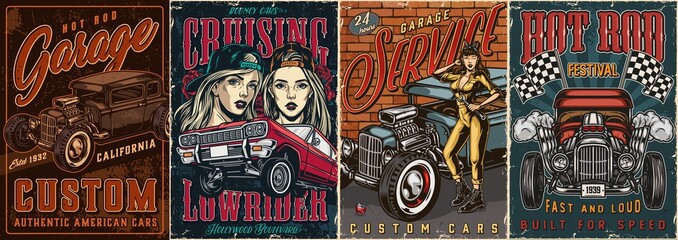 Poster - Custom cars vintage posters