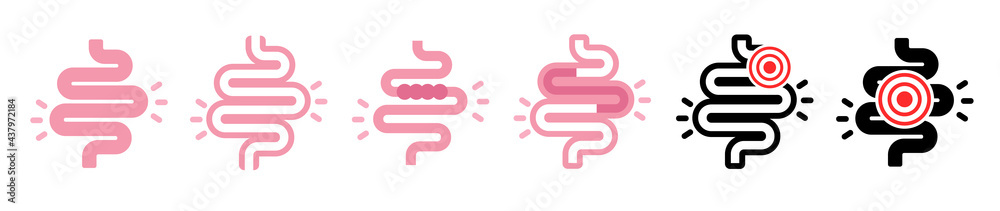 Colitis. Stomach set icon for medical design Stock Vector | Adobe Stock