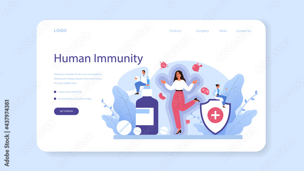 Professional immunologist web banner or landing page. Idea of healthcare - obrazy, fototapety, plakaty 