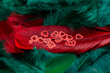 valentine day love relationship holiday event festive concept. Red hearts on a green background.