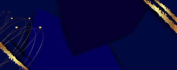 Aufkleber - Abstract gold background luxury dark blue and golden lines. Convenient versatile luxury background for invitation, banner, packaging, social media base. Stock vector