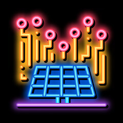 Poster - solar sensors neon light sign vector. Glowing bright icon solar sensors sign. transparent symbol illustration