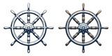 Fototapeta Kosmos - Ship rudder vintage style. Ship wheel marine vector illustration.