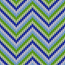 Yarn Zigzag Chevron Stripes Knitted Texture Blue Green Pattern