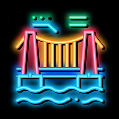 Fototapete - suspension bridge in water neon light sign vector. Glowing bright icon suspension bridge in water sign. transparent symbol illustration