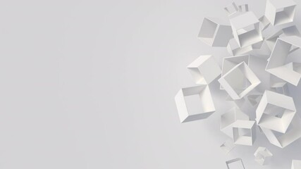 Aufkleber - Rotating white boxes with hole loop. Abstract geometric animation render. Seamless video with blank space