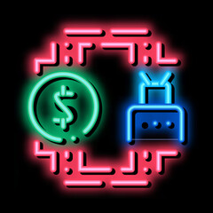 Wall Mural - automated withdrawal of money neon light sign vector. Glowing bright icon automated withdrawal of money sign. transparent symbol illustration