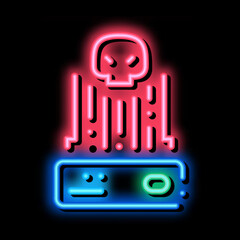 Sticker - hacker control neon light sign vector. Glowing bright icon hacker control sign. transparent symbol illustration