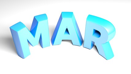 Wall Mural - MAR for march blue on white background - 3D rendering illustration