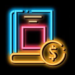Poster - book value neon light sign vector. Glowing bright icon book value sign. transparent symbol illustration