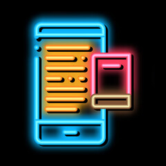 Poster - eBook neon light sign vector. Glowing bright icon eBook sign. transparent symbol illustration