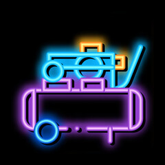 Sticker - tire repair men neon light sign vector. Glowing bright icon tire repair men sign. transparent symbol illustration