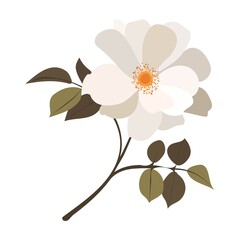 Wall Mural - Vintage flower. A branch of a blossoming tree. Flat vector illustration in pastel colors.