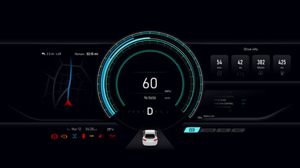 Poster - EV Electric vehicle Car dash board PHEV Concept