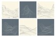 set of creative minimalist modern line art print. Abstract mountain contemporary aesthetic backgrounds landscapes. with mountain, forest, sea, skyline, wave. vector illustrations