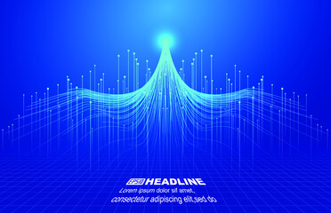Poster - The dots and lines form a flying eagle with an abstract background of rising rays.